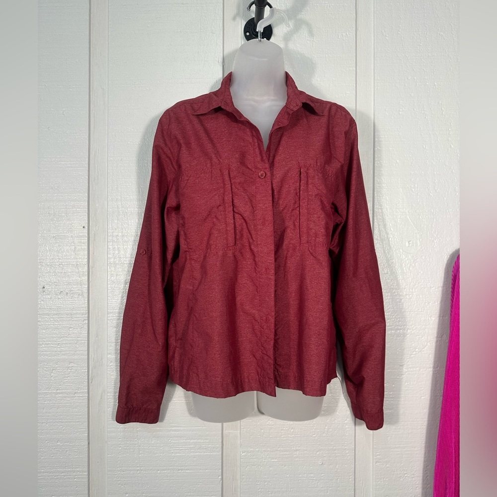 Magellan Maroon Women’s Button Down Top Size Large EUC